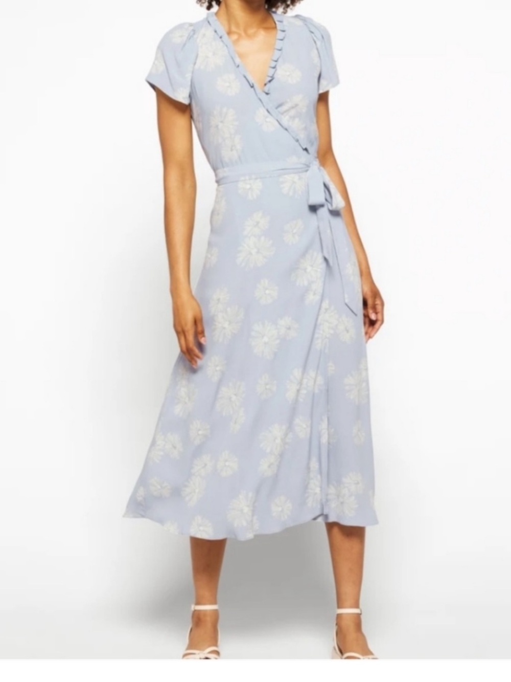 Madewell light blue floral wrap dress